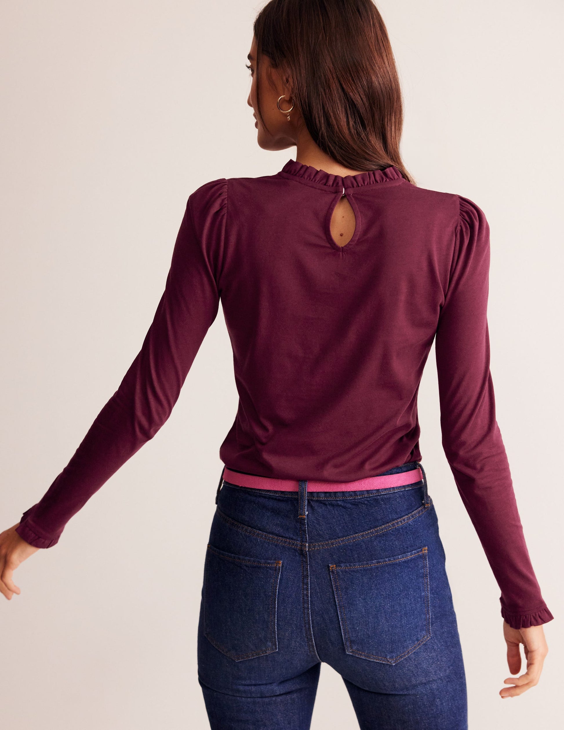 Supersoft Frill Detail Top-Deep Wisteria-3