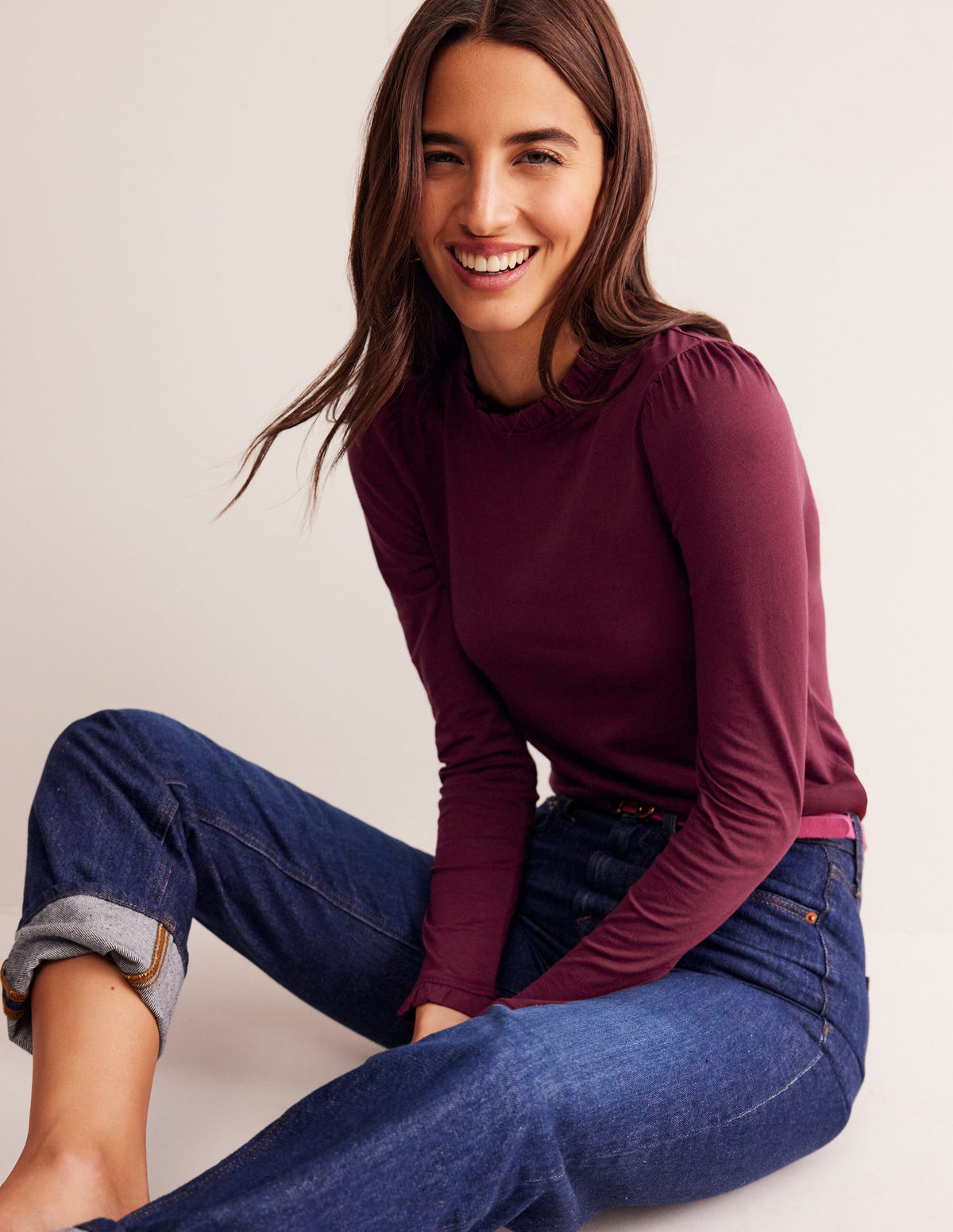 Supersoft Frill Detail Top-Deep Wisteria-4