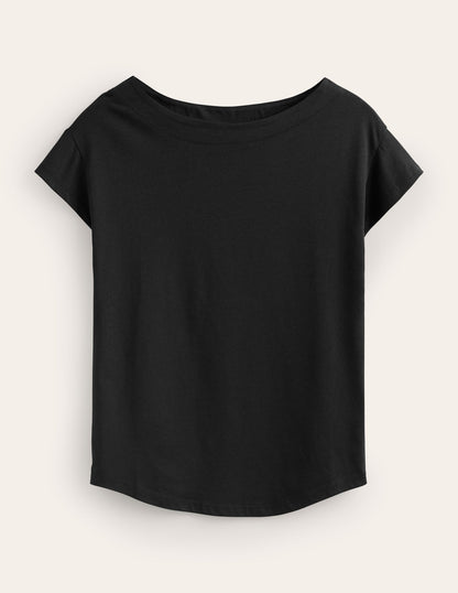 Supersoft Boat Neck T-Shirt-Black