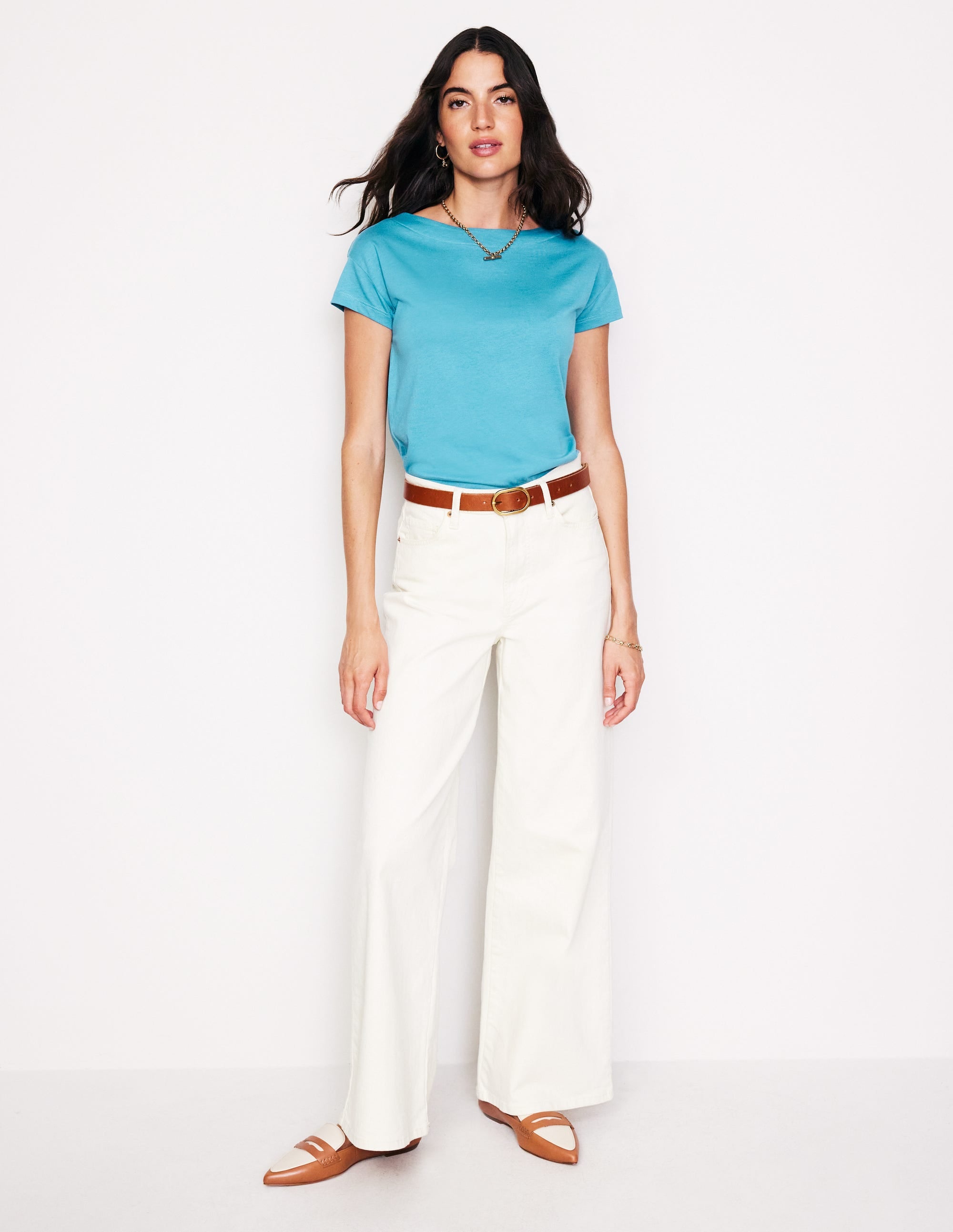 Supersoft Boat Neck T-Shirt-Blue Grass - Image 4