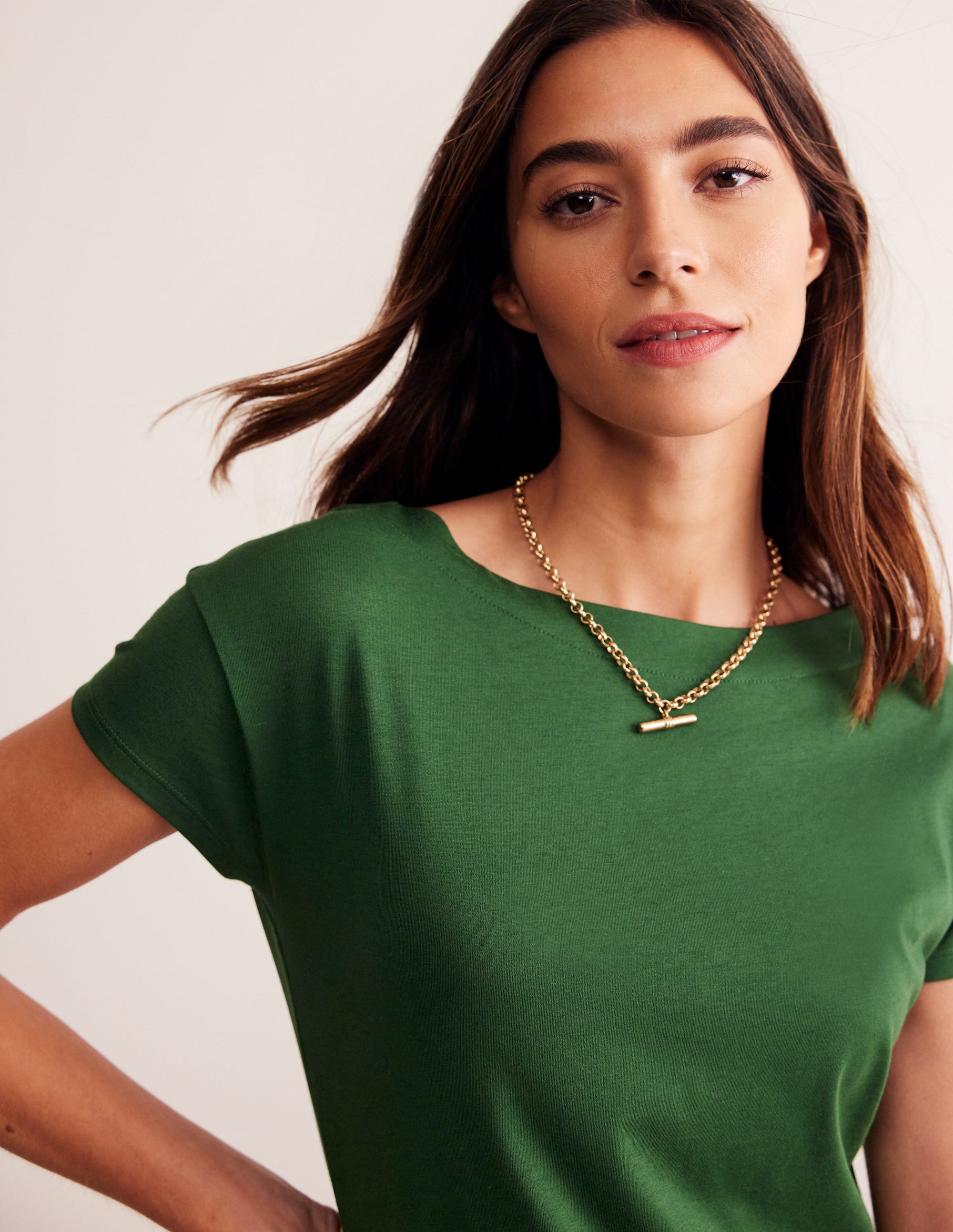 Supersoft Boat Neck T-Shirt-Pine - Image 1