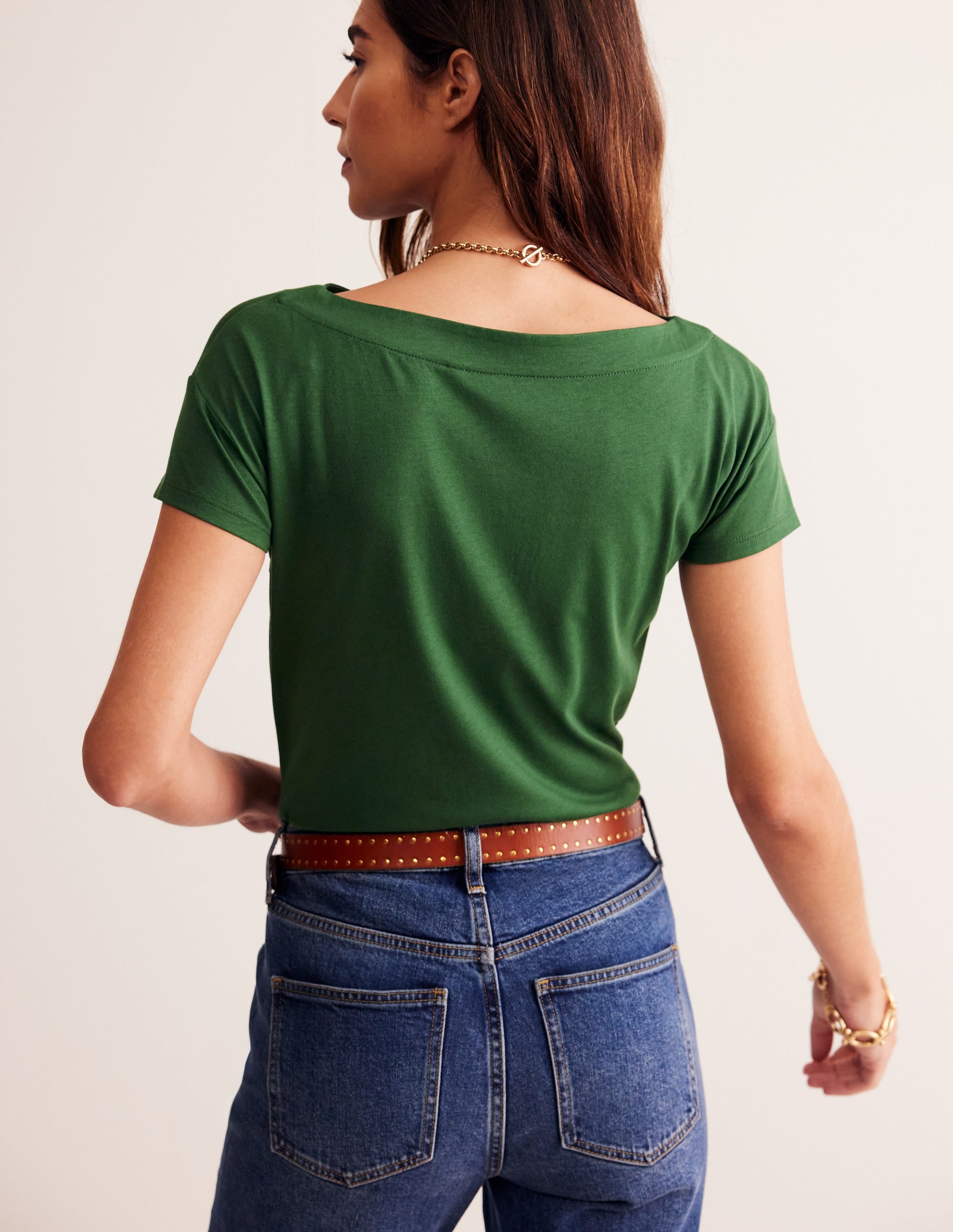 Supersoft Boat Neck T-Shirt-Pine - Image 3
