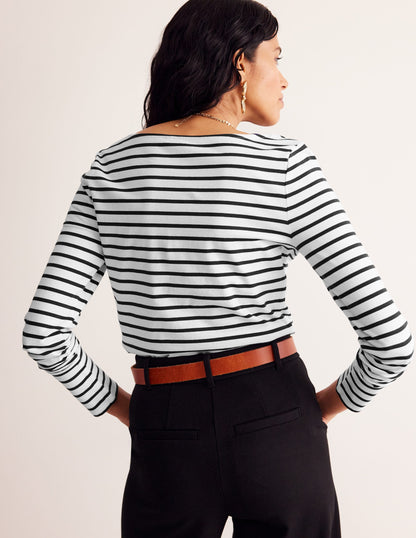 Ella Long Sleeve Breton-Ivory, Black