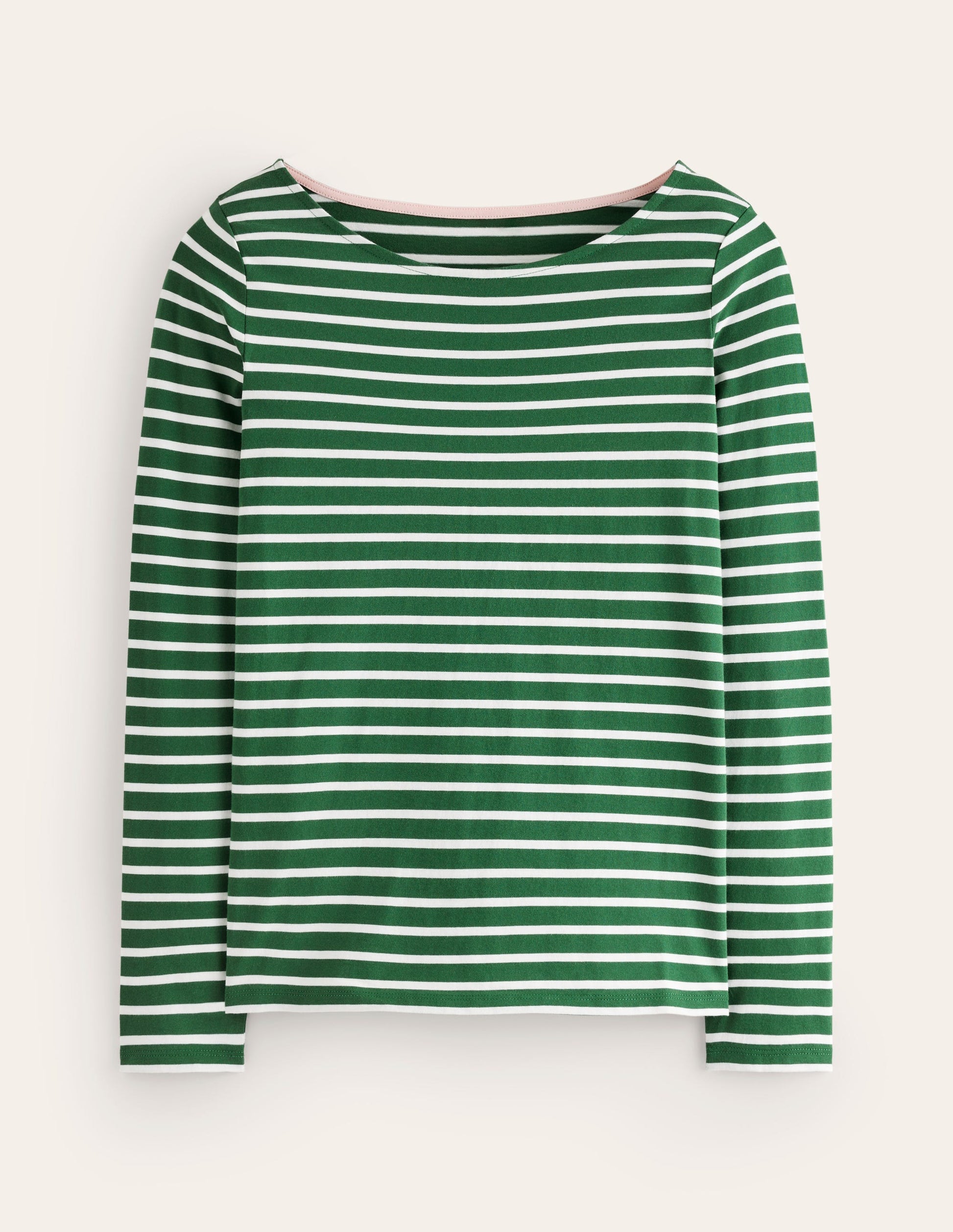 Ella Long Sleeve Breton-Pine, Ivory Stripe-5