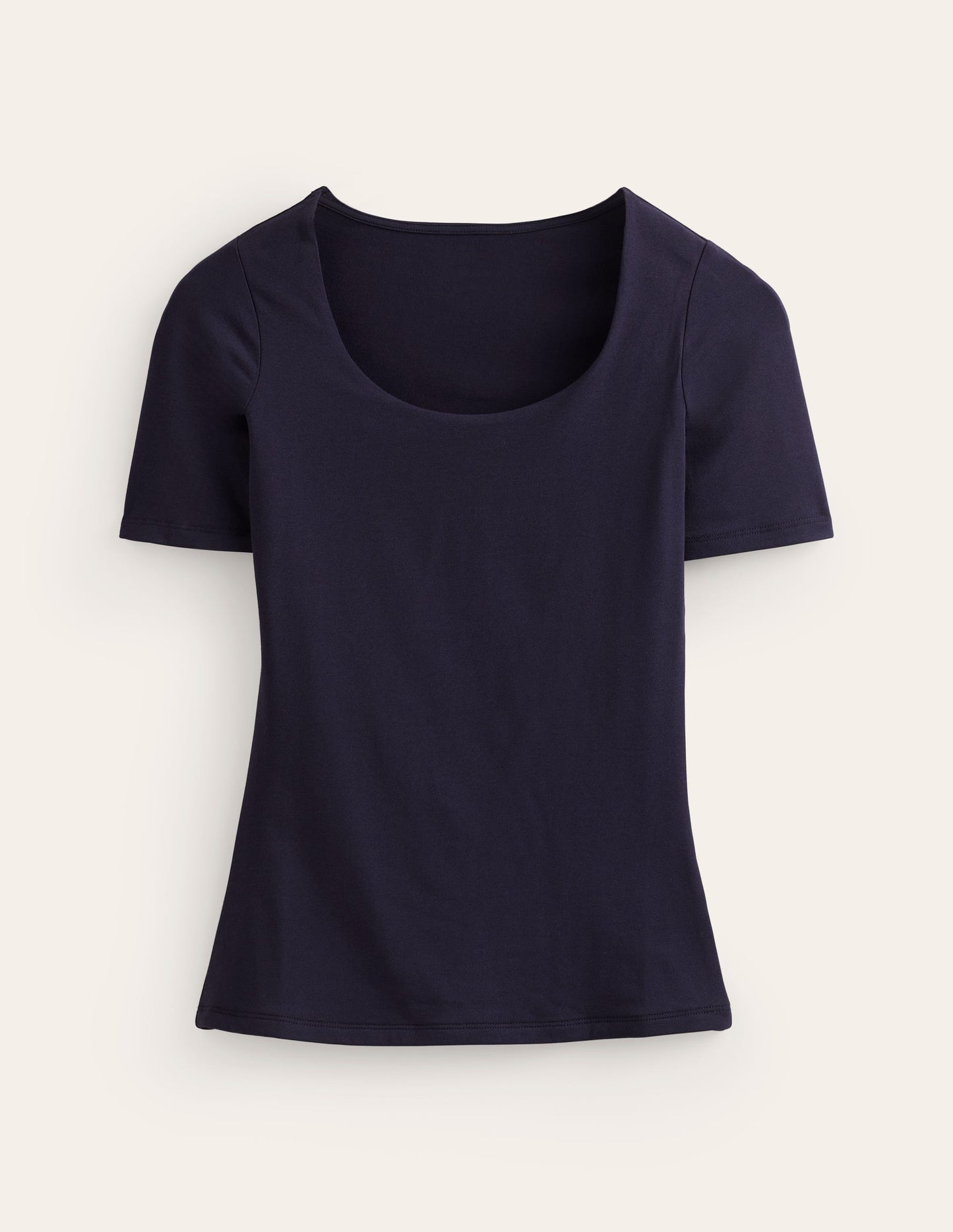 Double Layer Scoop T-shirt-Navy