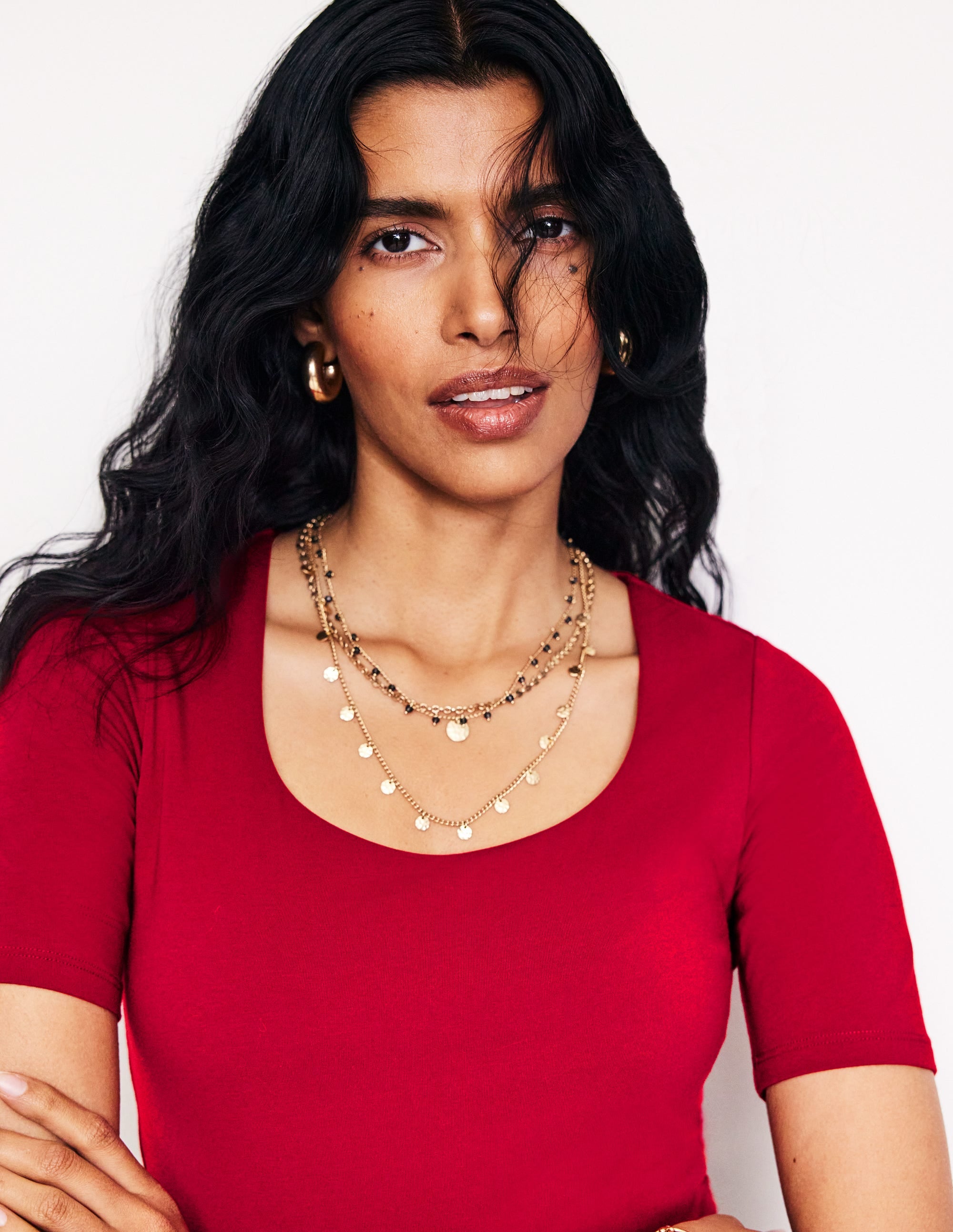 Double Layer Scoop T-shirt-Red Liquorice - Image 1