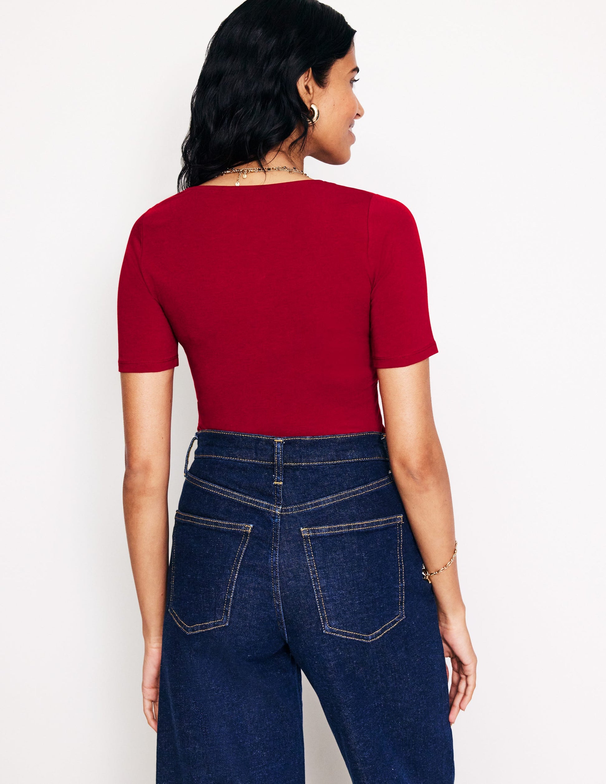 Double Layer Scoop T-shirt-Red Liquorice-3