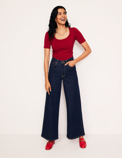 Double Layer Scoop T-shirt-Red Liquorice-5