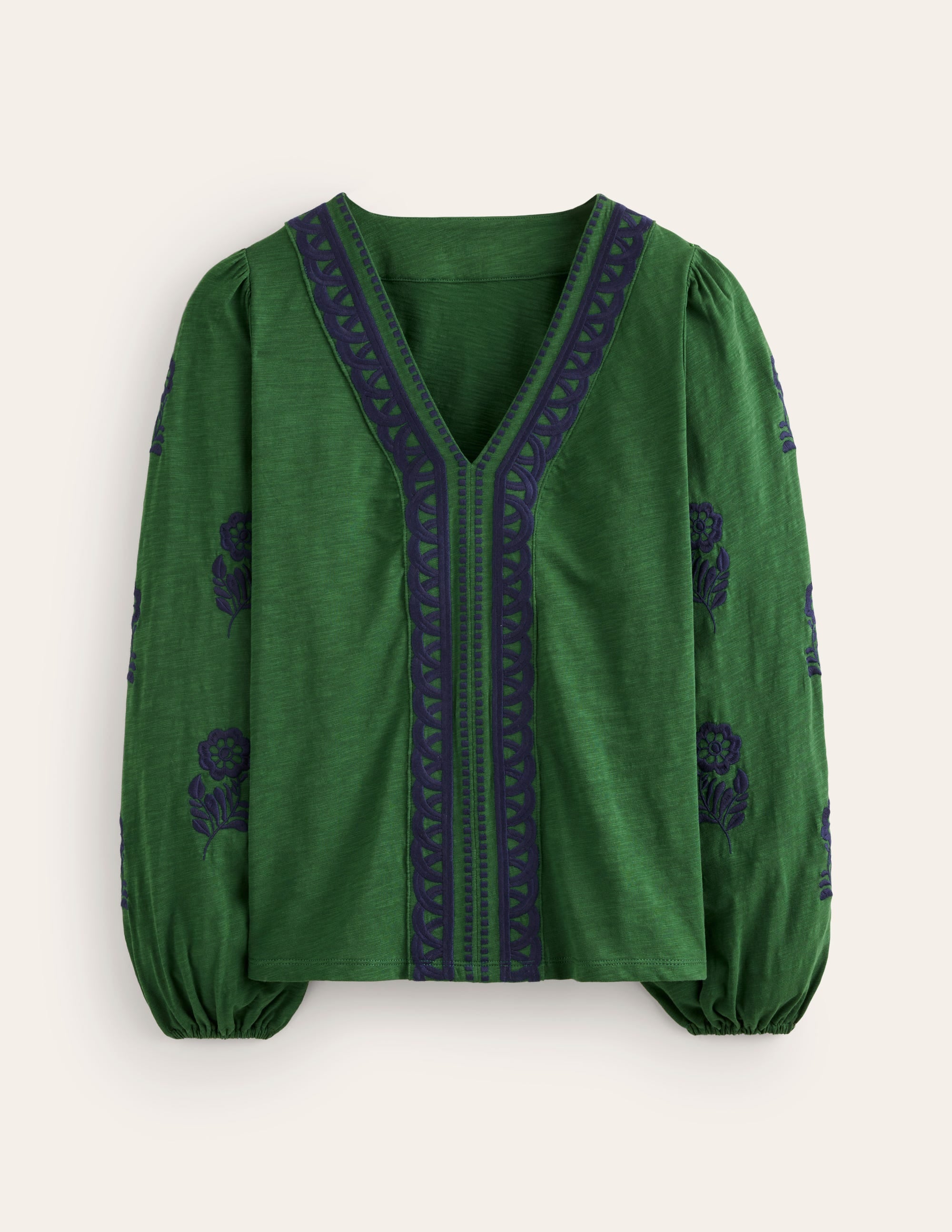 Embroidered V-Neck Top-Eden - Image 5