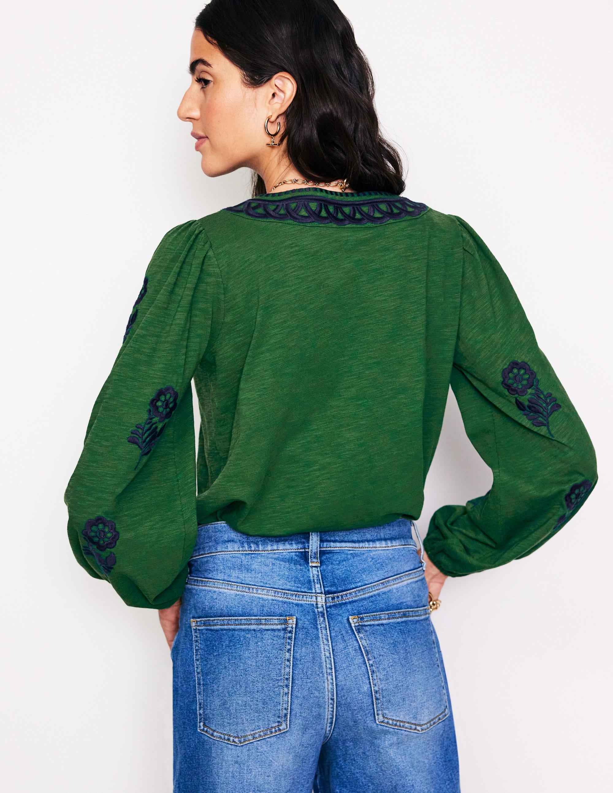 Embroidered V-Neck Top-Eden - Image 3