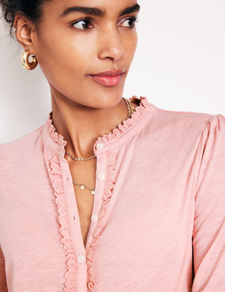 Caroline Broderie Jersey Shirt-Quartz