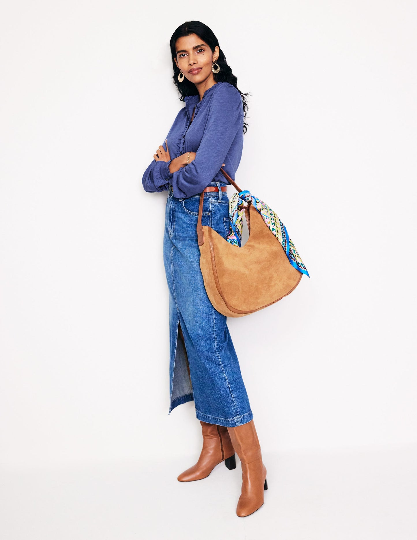 Caroline Broderie Jersey Shirt-True Navy