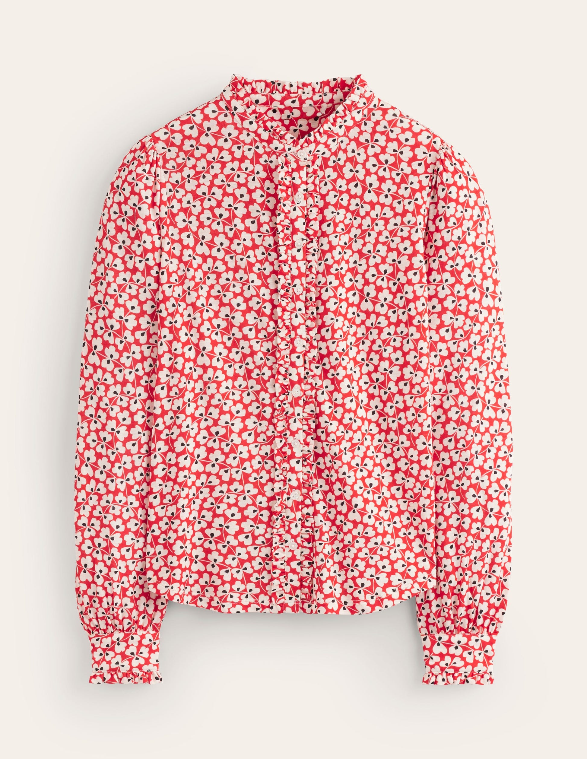 Caroline Jersey Shirt-Red, Clover Whirl-6