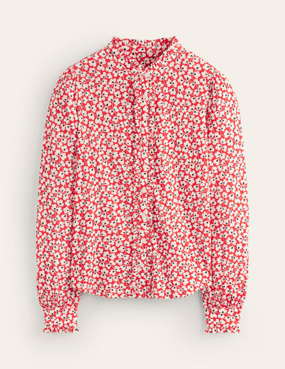 Caroline Jersey Shirt-Red, Clover Whirl-6