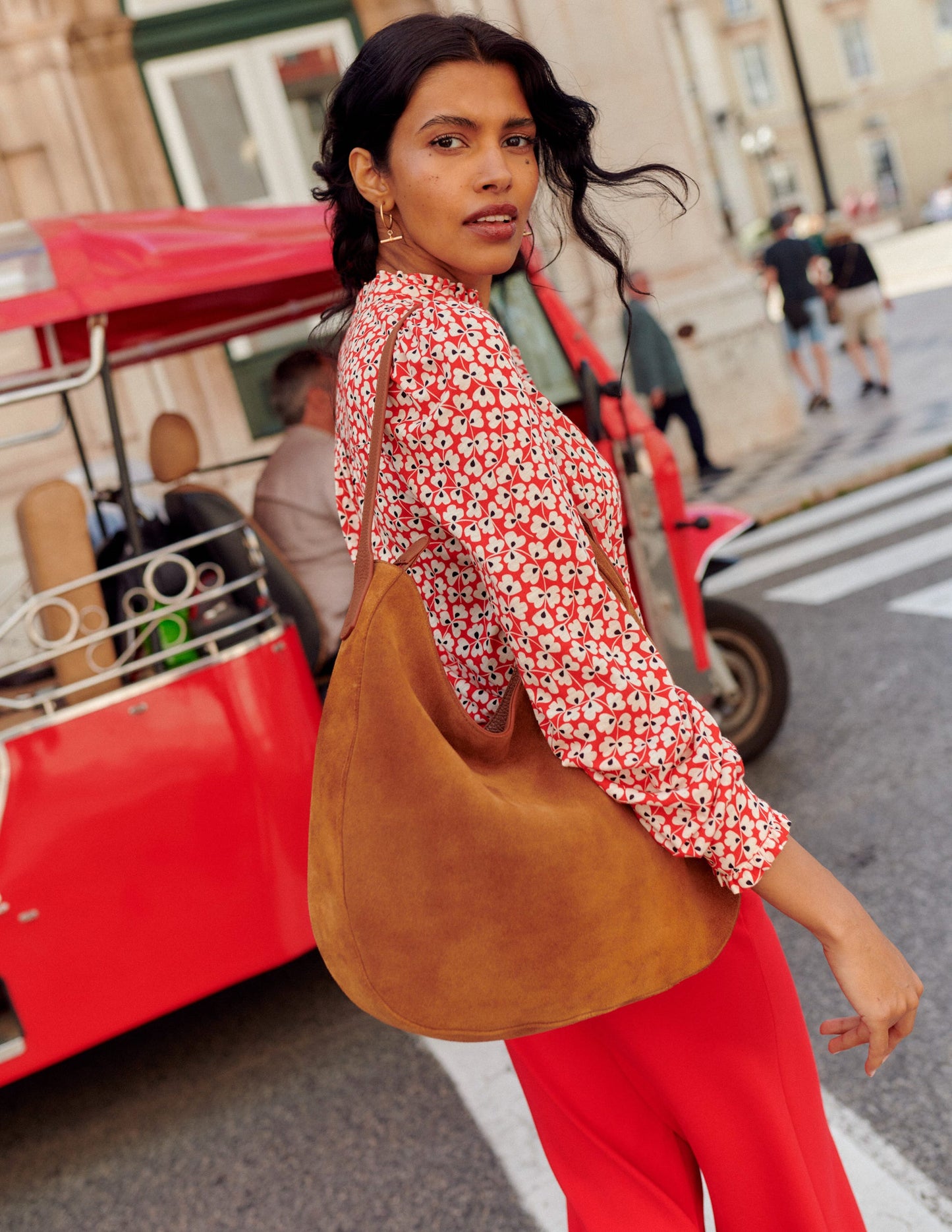 Caroline Jersey Shirt-Red, Clover Whirl