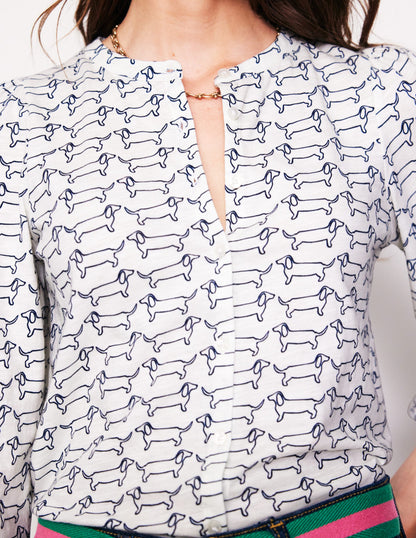 Marina Jersey Shirt-Ivory, Dachshund