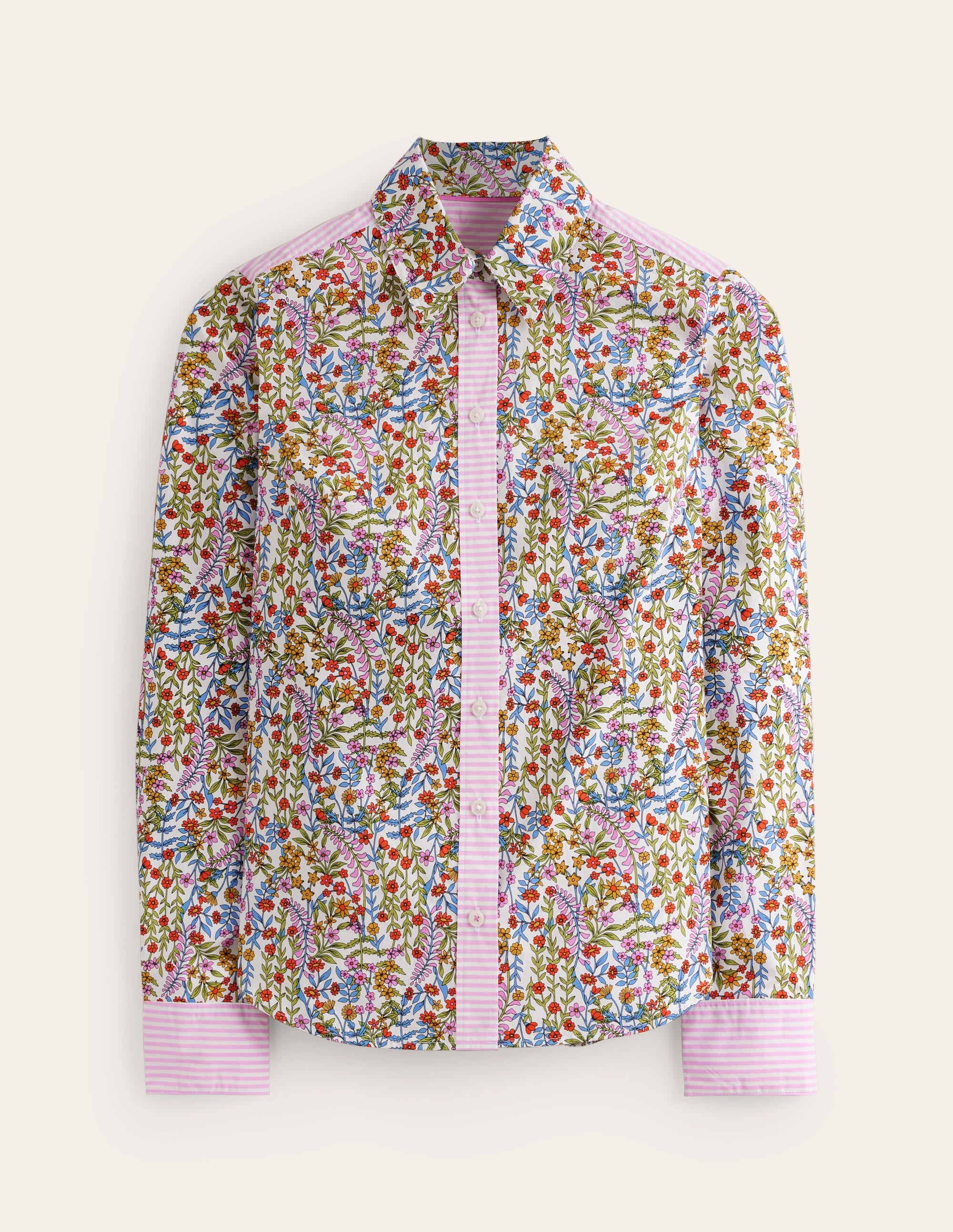 Sienna Cotton Shirt-Ivory, Foliage Buds - Image 6