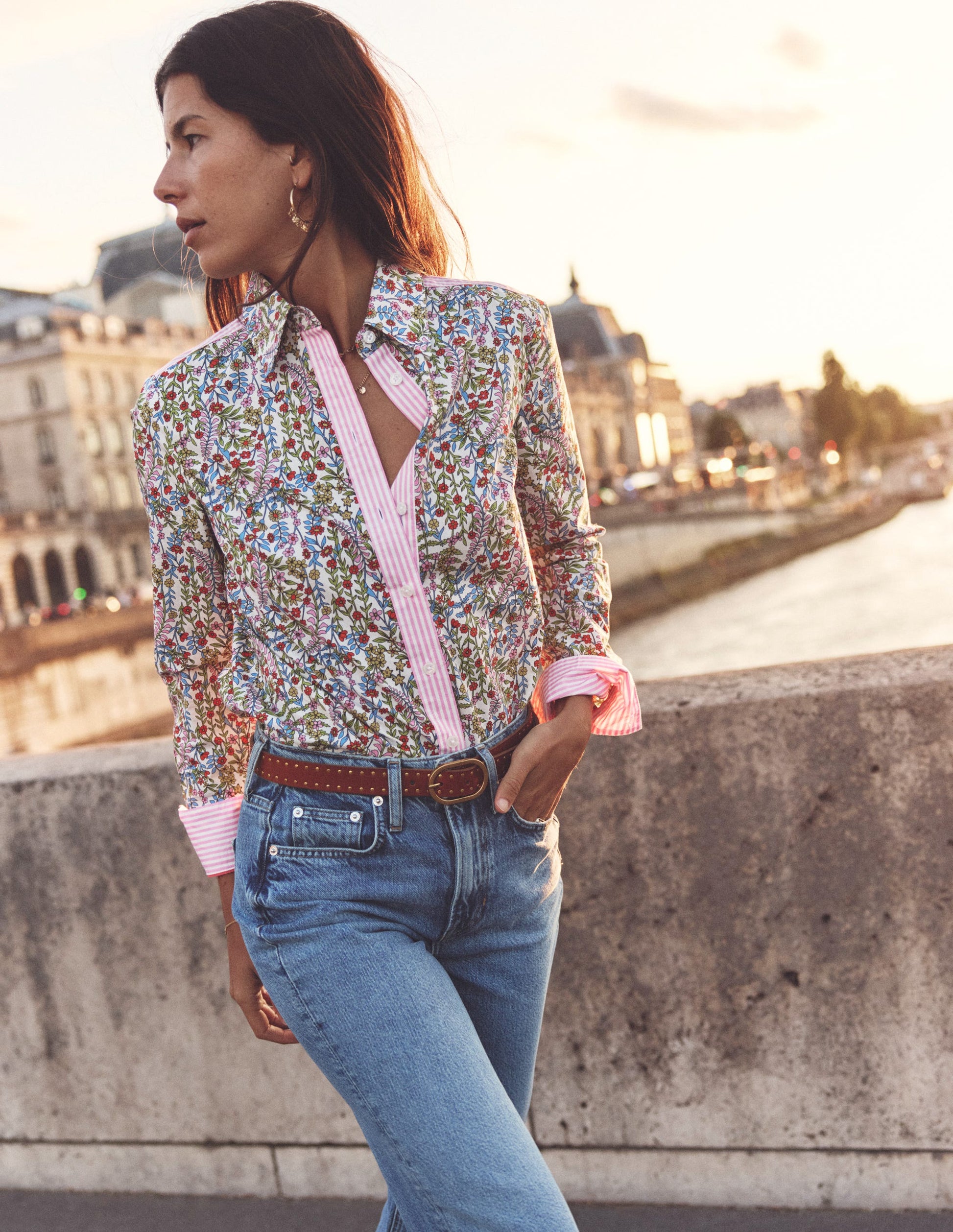 Sienna Cotton Shirt-Ivory, Foliage Buds-5