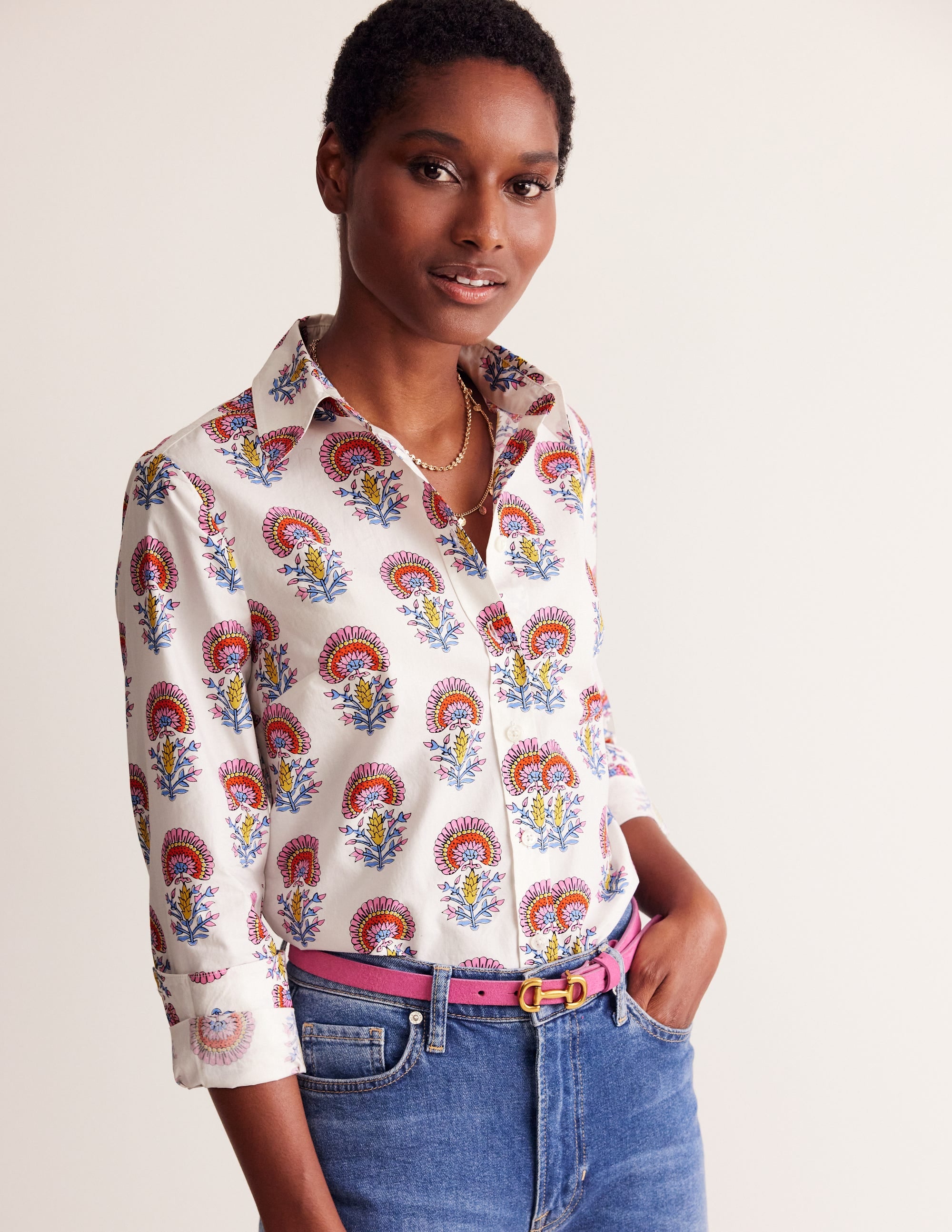 Sienna Cotton Shirt-Ivory,Passion Bud - Image 1