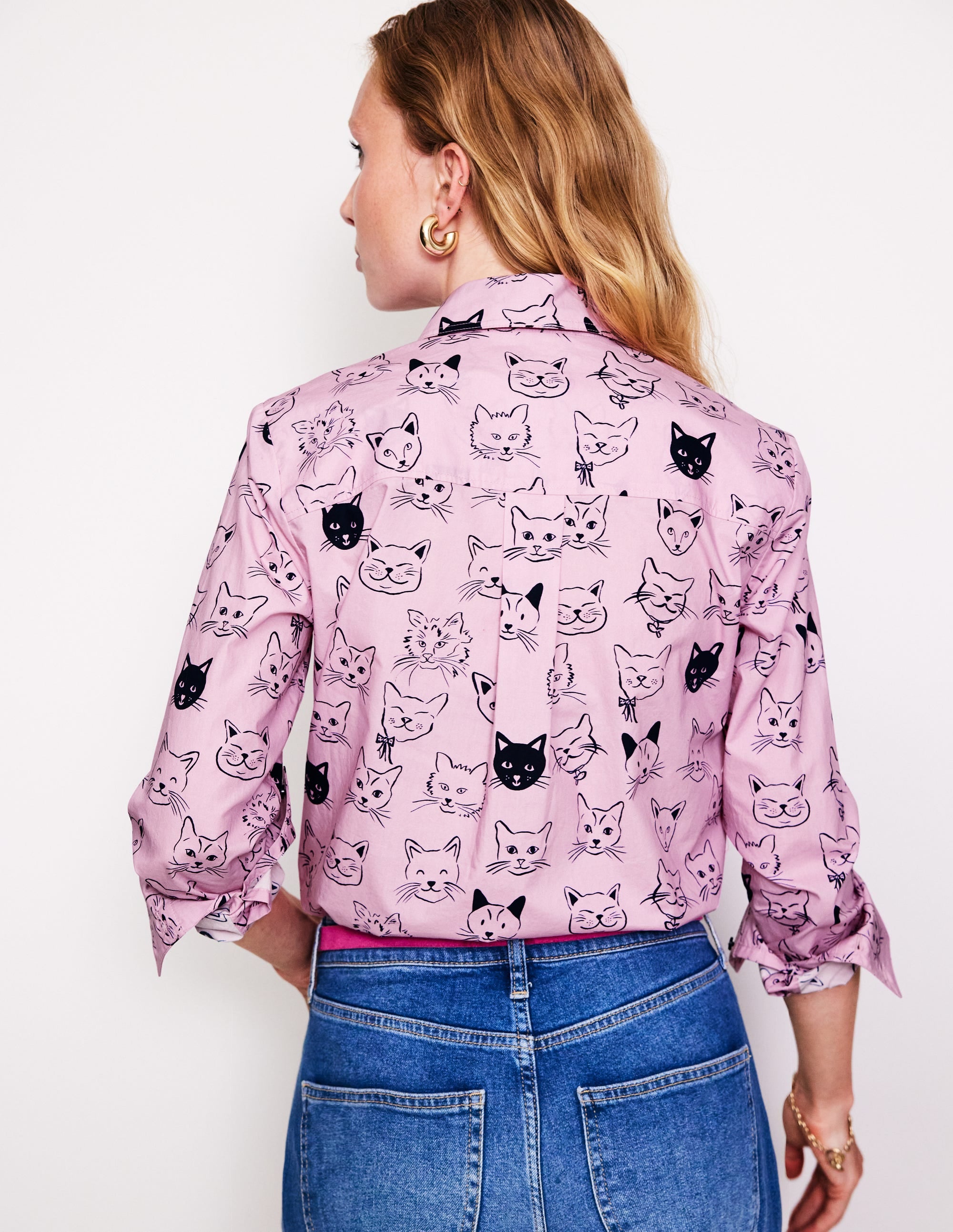 Sienna Cotton Shirt-Soft Lavender, Cats - Image 3
