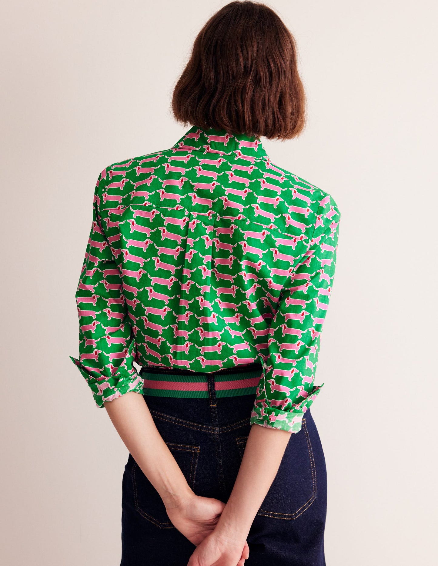 Sienna Cotton Shirt-Rich Emerald, Dachshund