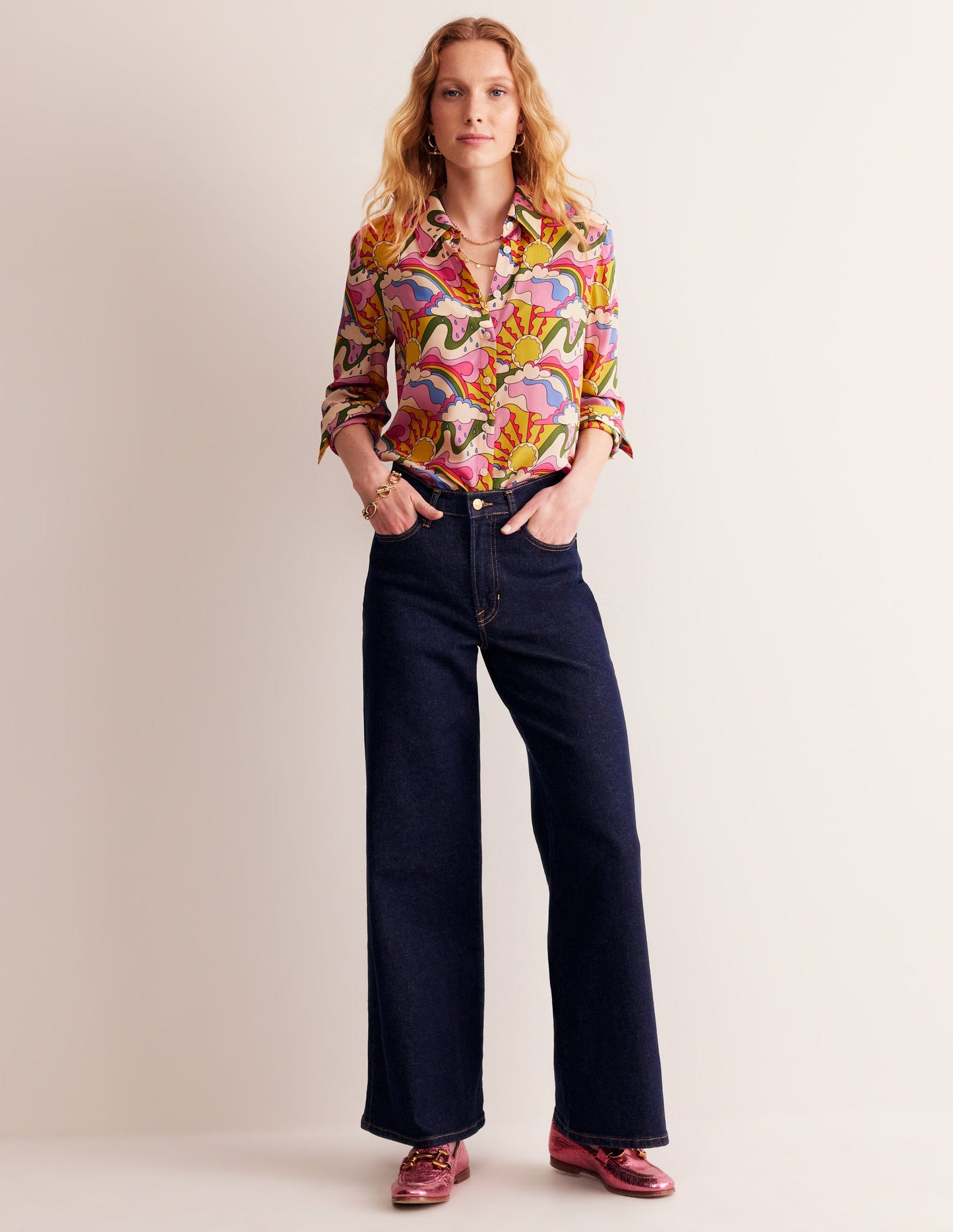 Sienna Silk Shirt-Multi, Sunshine