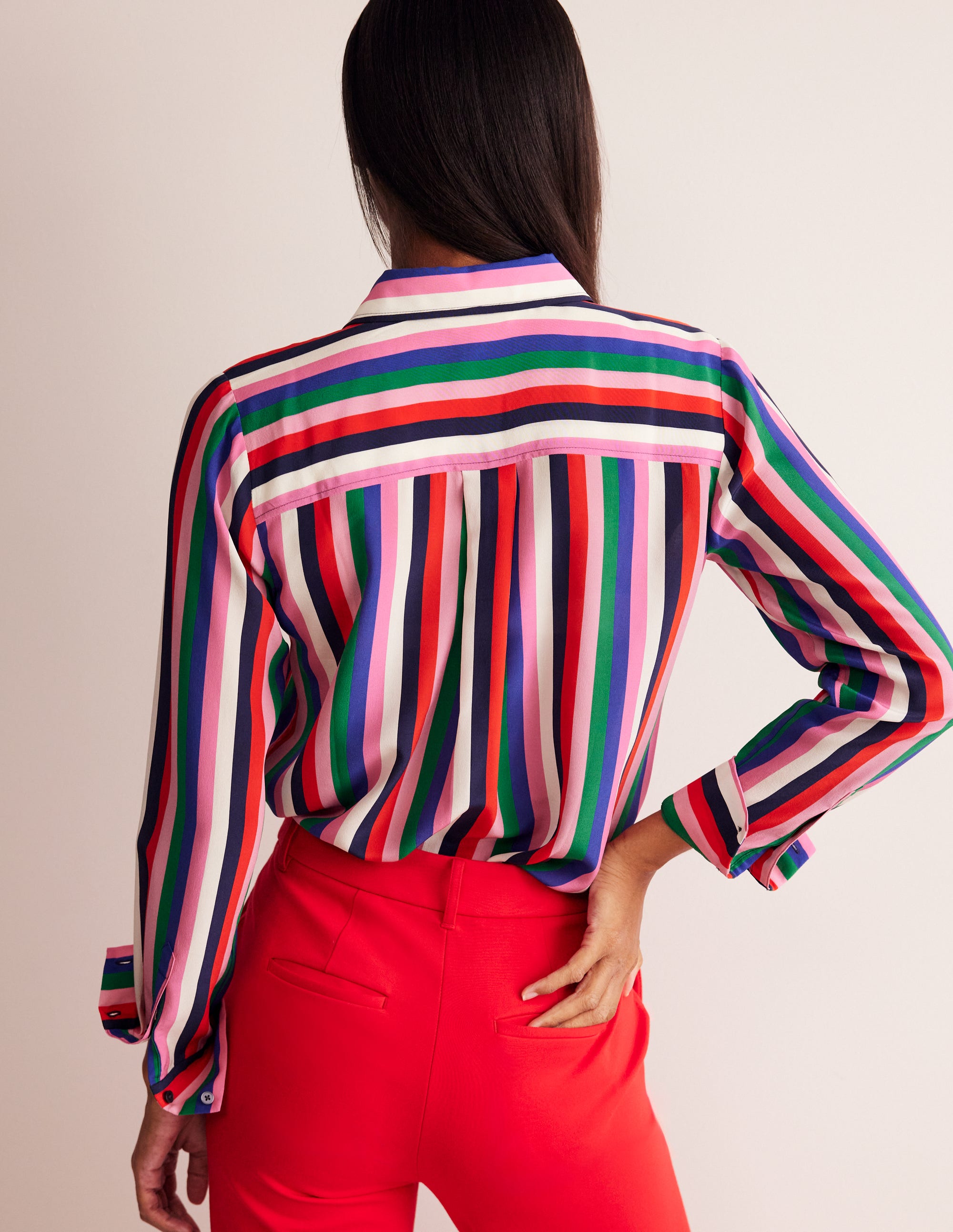 Sienna Silk Shirt-Rainbow Stripe - Image 3