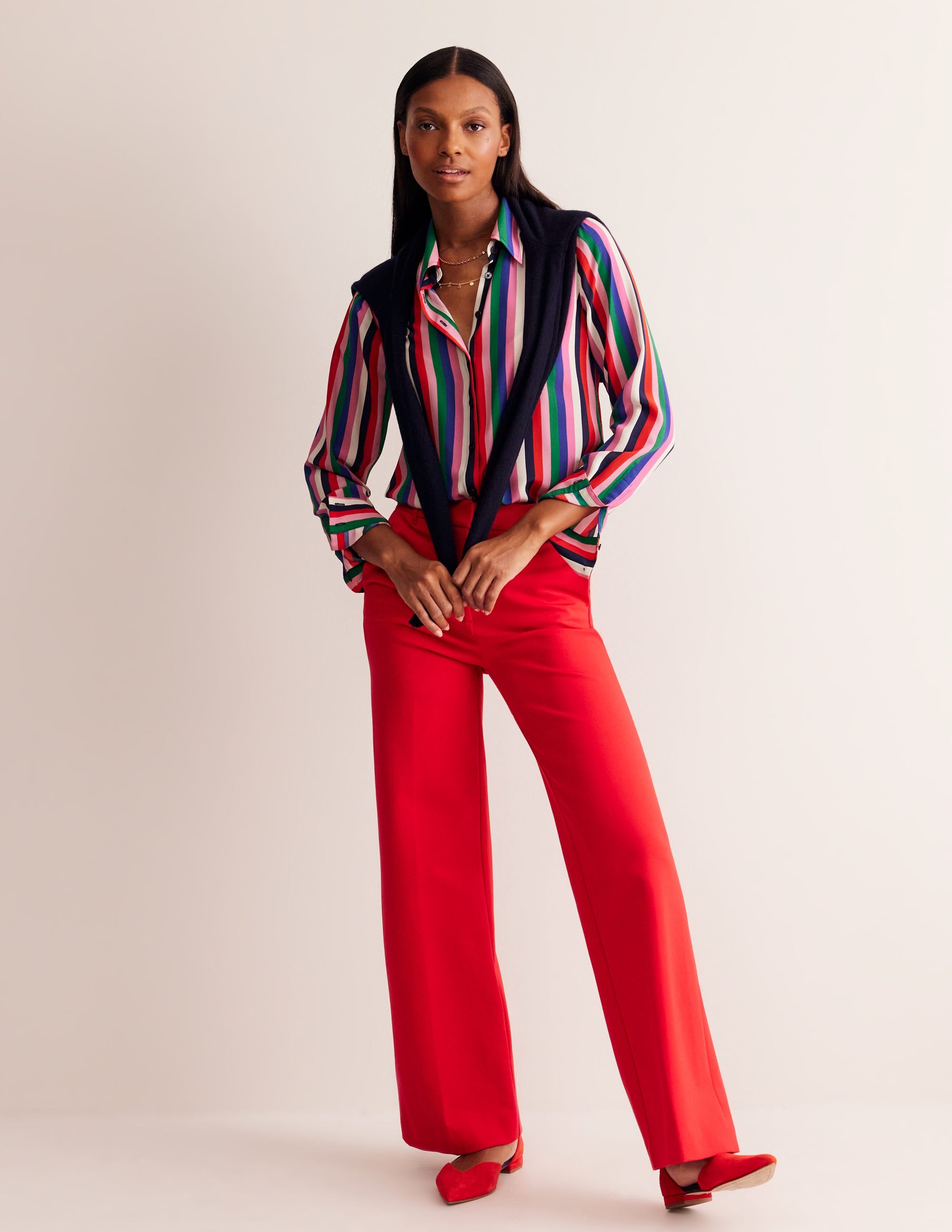 Sienna Silk Shirt-Rainbow Stripe - Image 4