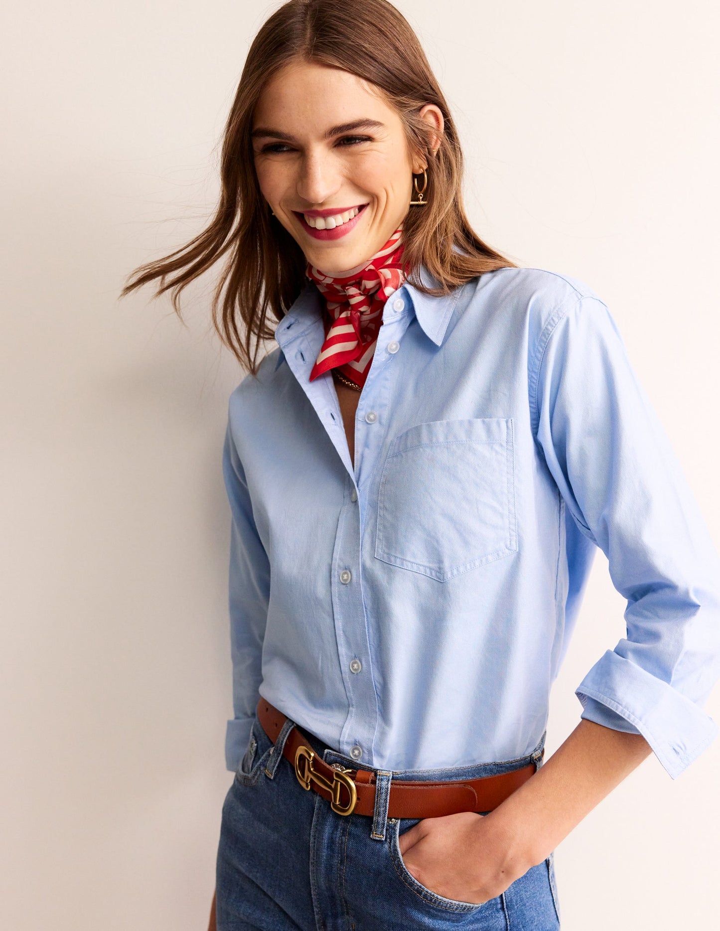 Connie Relaxed Cotton Shirt-Blue Oxford