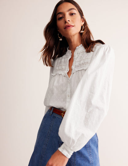 Fabric Interest Top-White