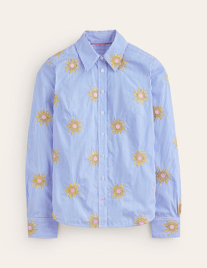 Sienna Interest Cotton Shirt-Sun, Blue Stripe-6