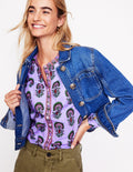 Savannah Cotton Blouse-Iris Purple, Passion Bud