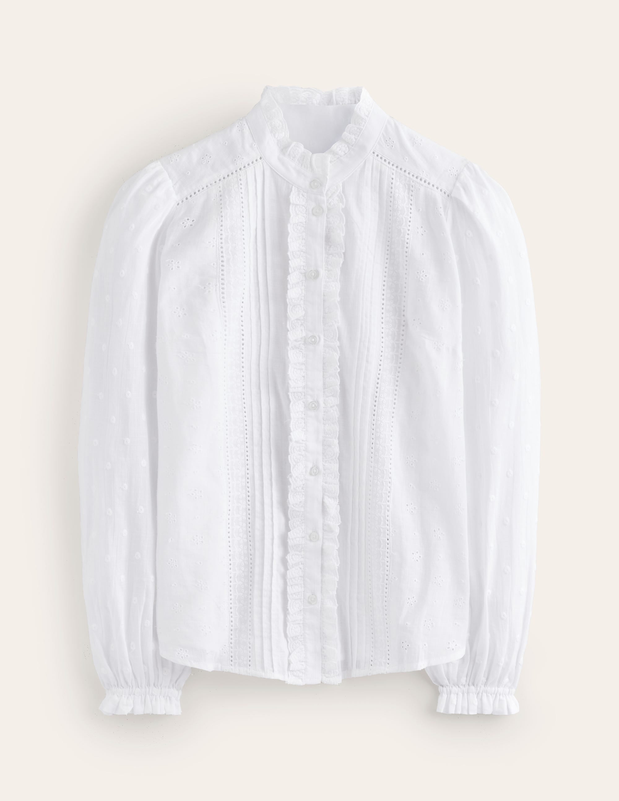 Broderie Detail Blouse-White - Image 6