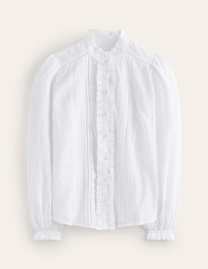 Broderie Detail Blouse-White-6