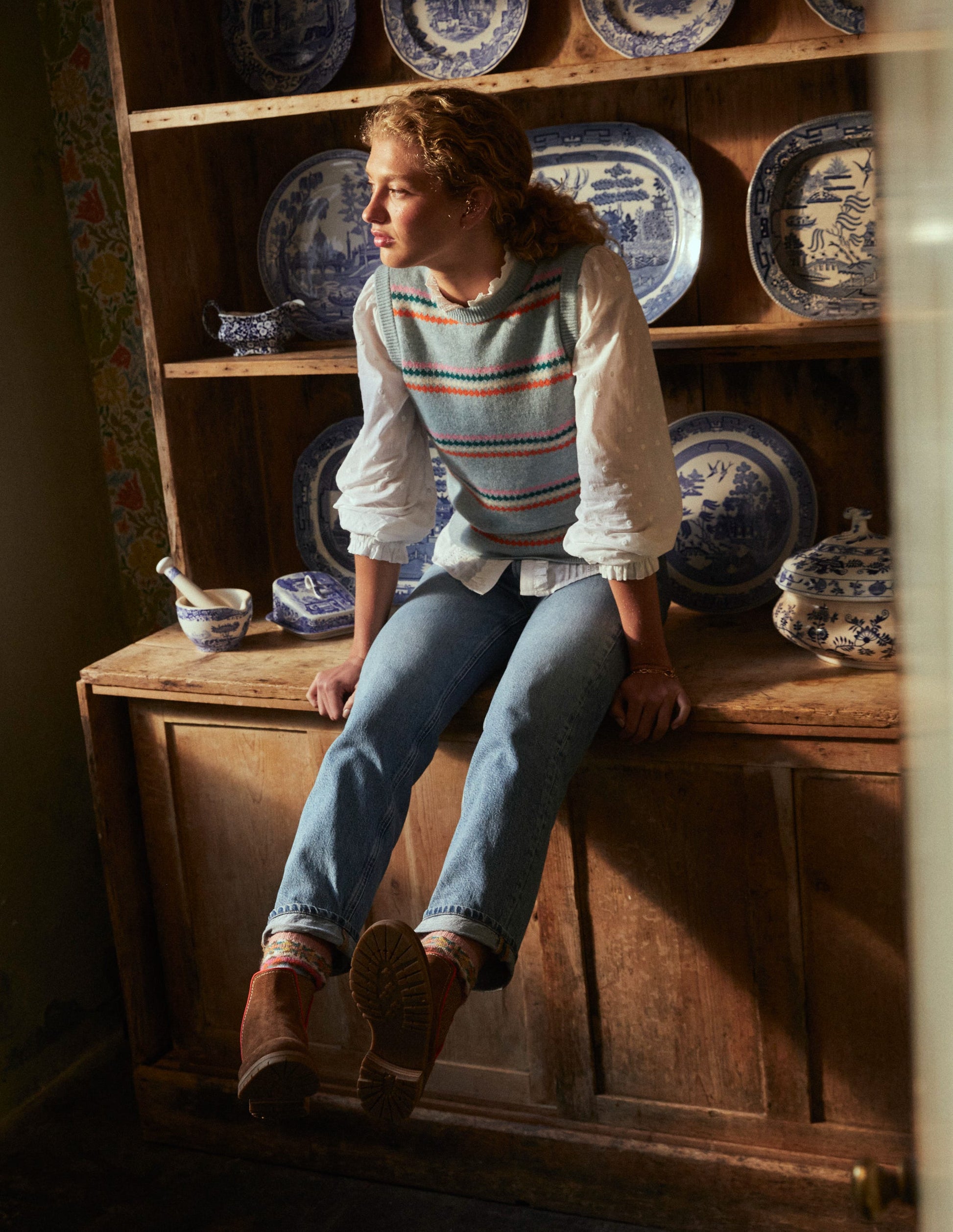 Broderie Detail Blouse-White-5