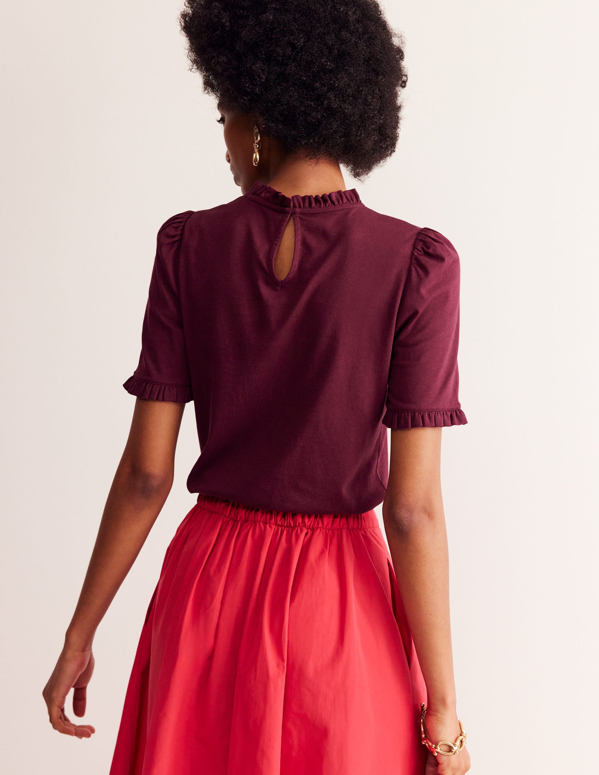 Supersoft Frill Detail T-shirt-Deep Wisteria-3