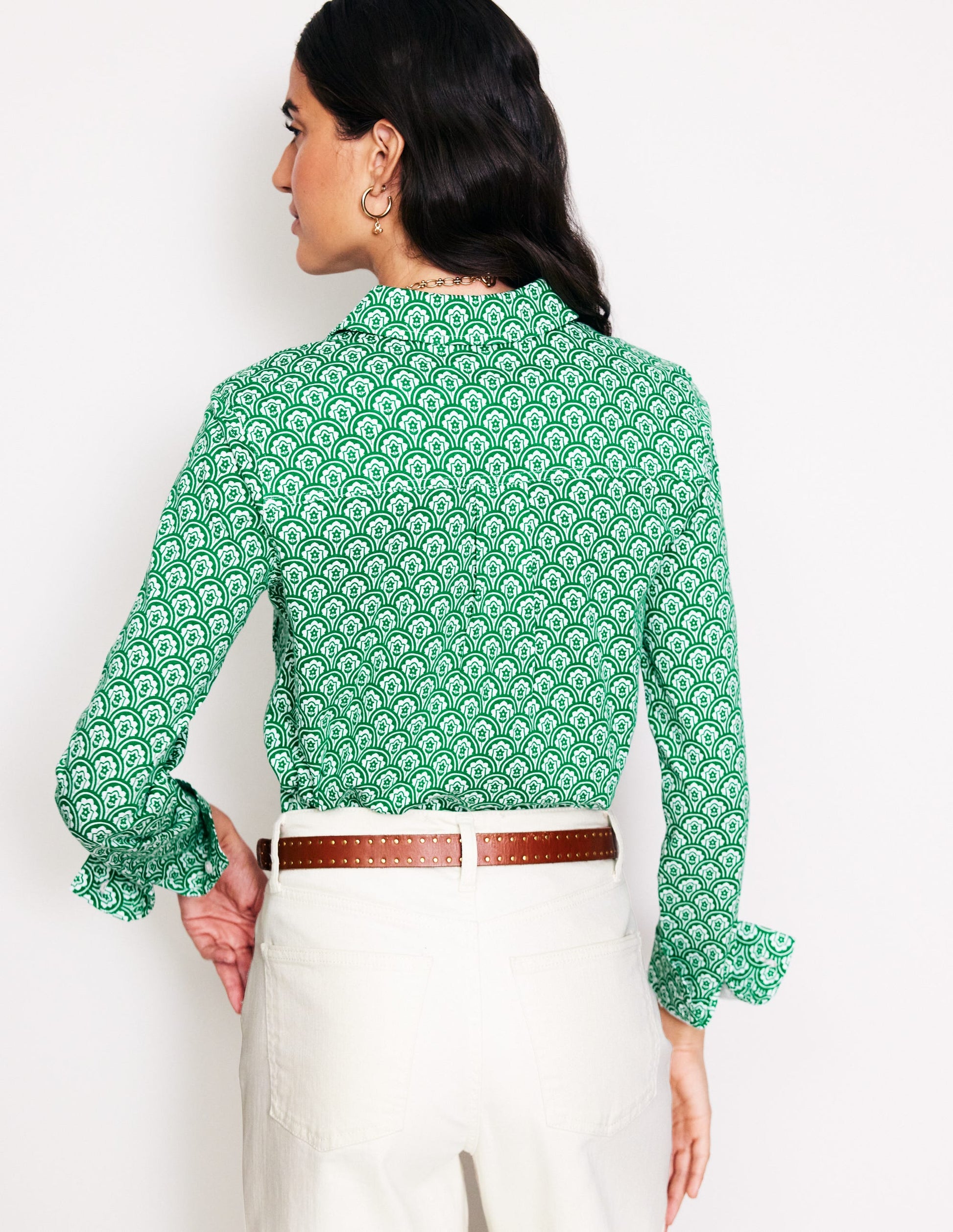Amelia Jersey Shirt-Green, Trellis Pop-3