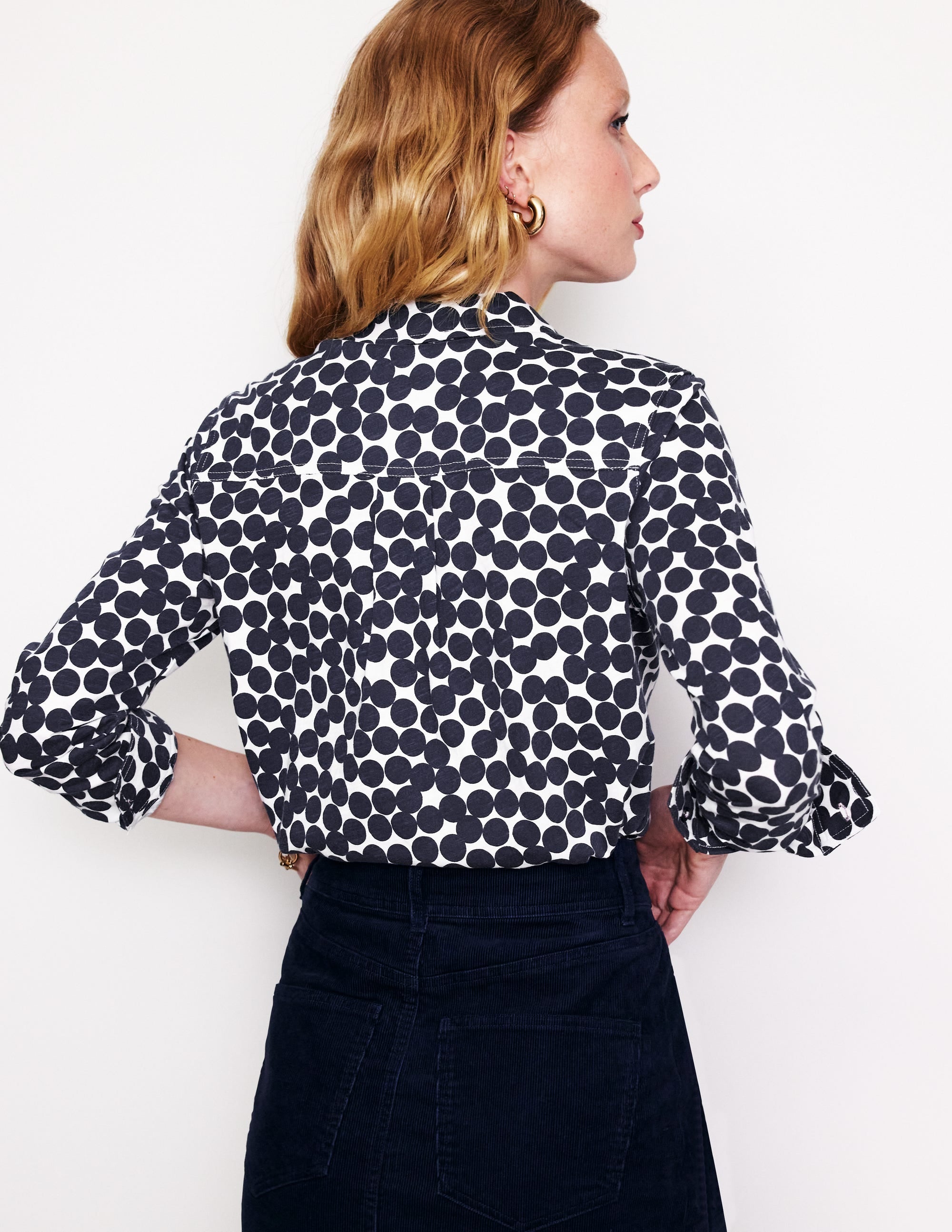 Amelia Jersey Shirt-Navy, Spot Cluster - Image 3