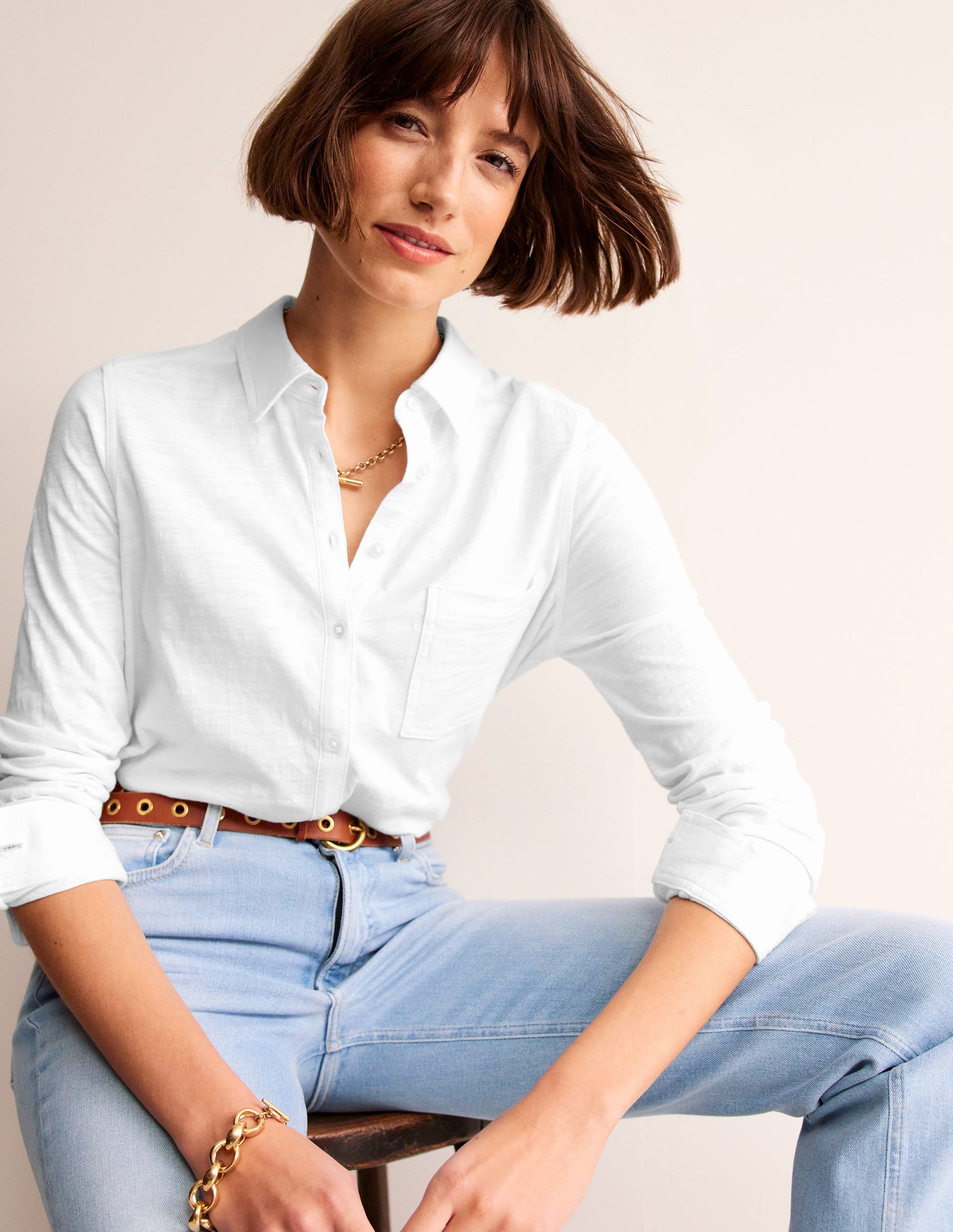 Amelia Jersey Shirt-White-4
