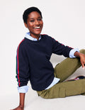 Emi Relaxed Sweatshirt-Navy, Red Stripe