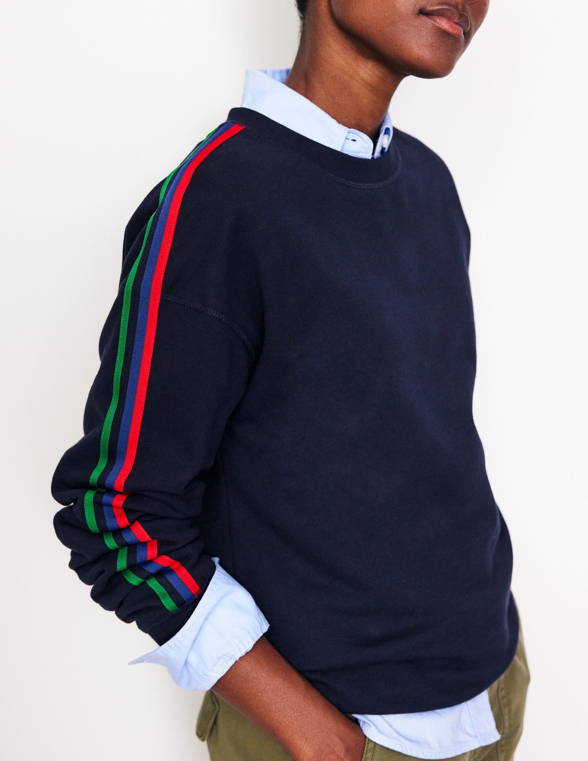 Emi Relaxed Sweatshirt-Navy, Red Stripe-2