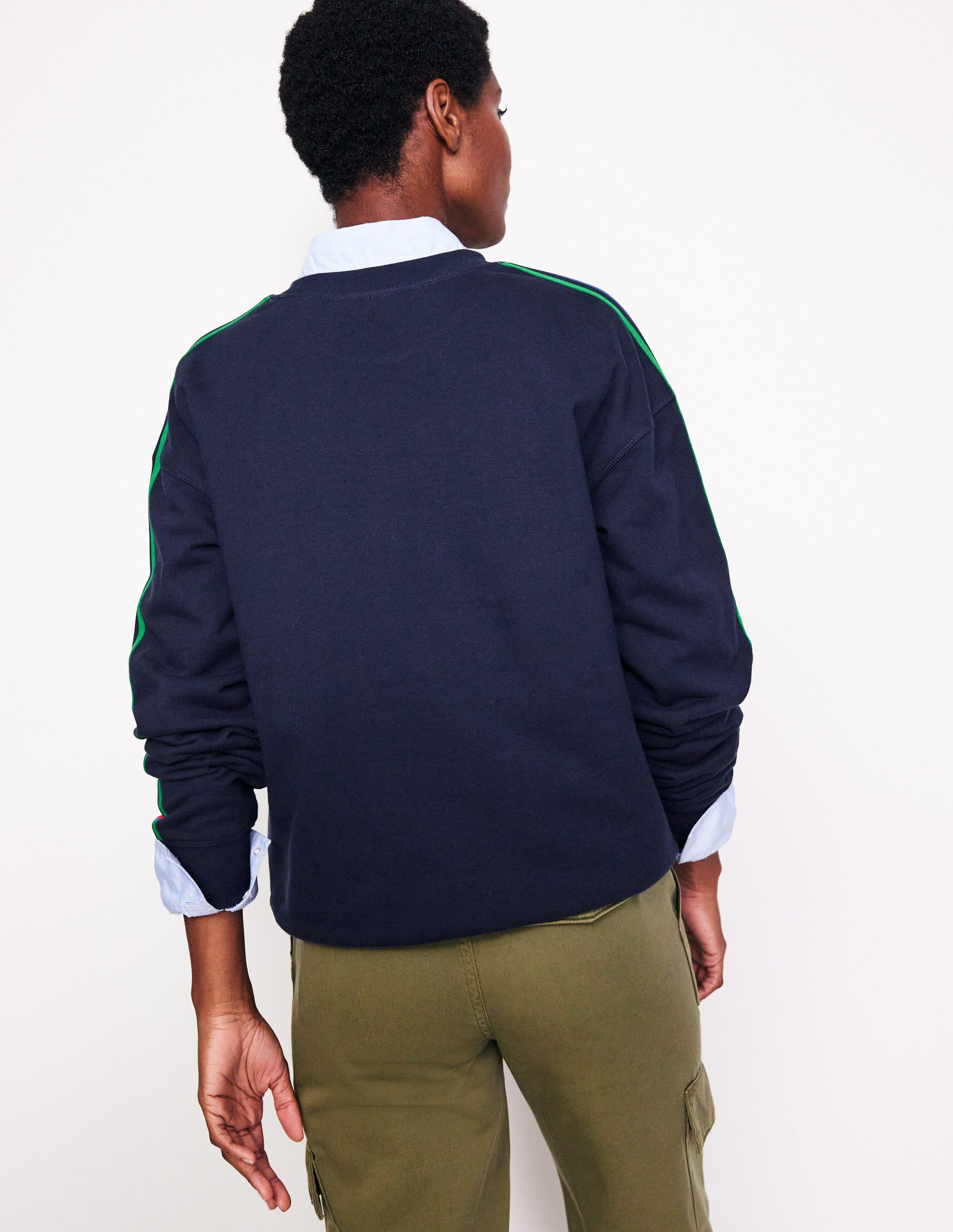 Emi Relaxed Sweatshirt-Navy, Red Stripe-3