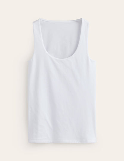 Double Layer Scoop Neck Vest-White