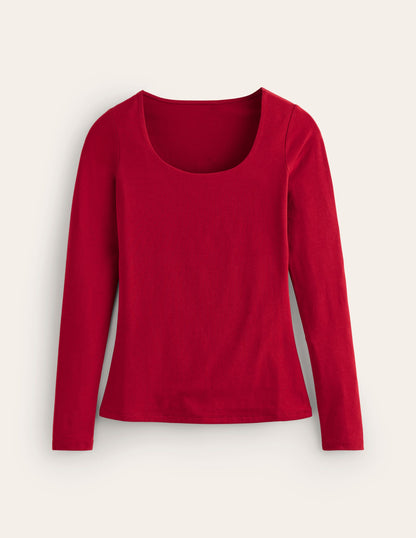 Double Layer Scoop Long Sleeve-Red Liquorice-5
