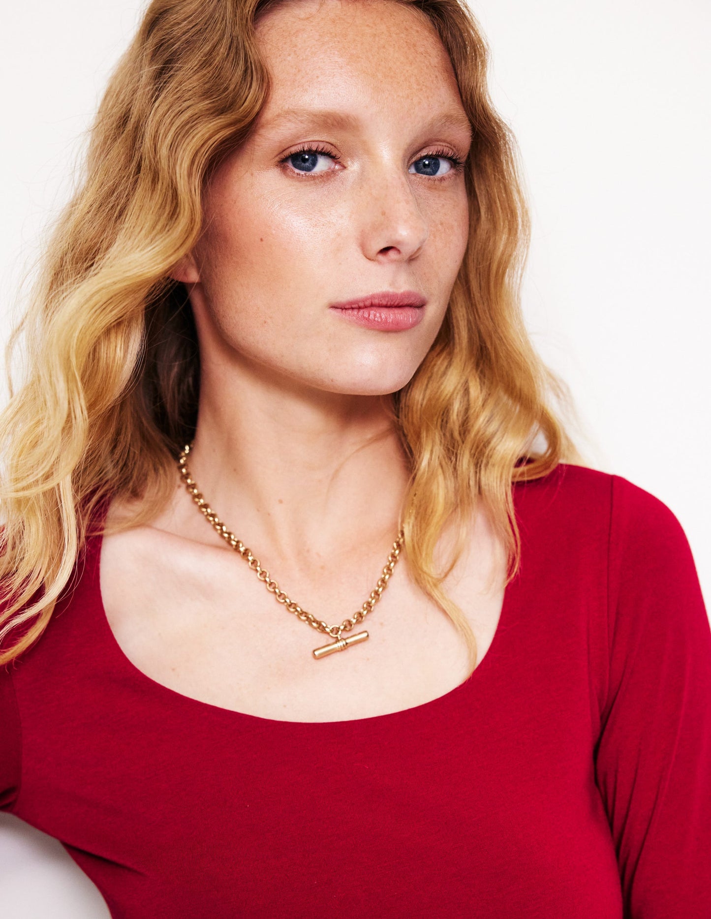 Double Layer Scoop Long Sleeve-Red Liquorice