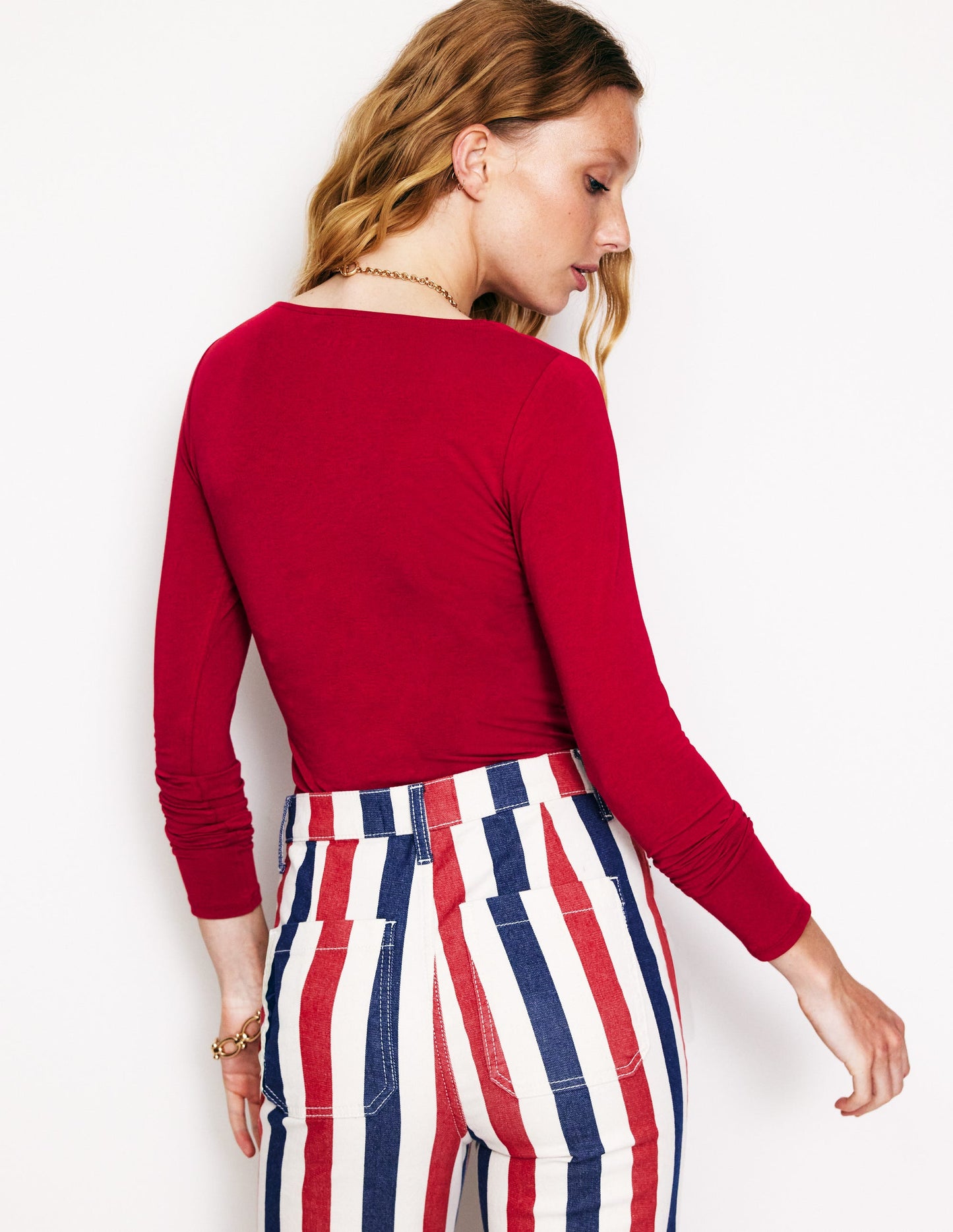 Double Layer Scoop Long Sleeve-Red Liquorice
