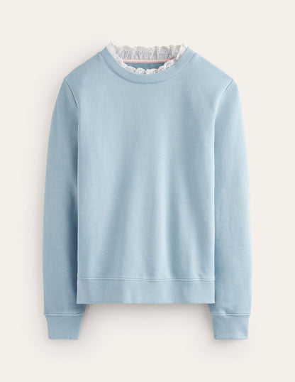 Broderie Trim Sweatshirt-Sky Blue-5