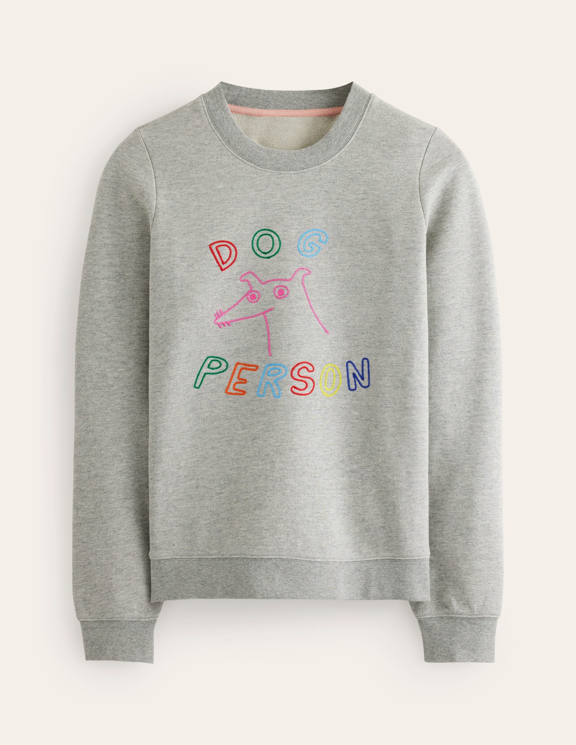 Hannah Embroidered Sweatshirt-Grey Marl, Dog Person - Image 5