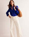 Double Cloth Scallop Blouse-Bright Blue