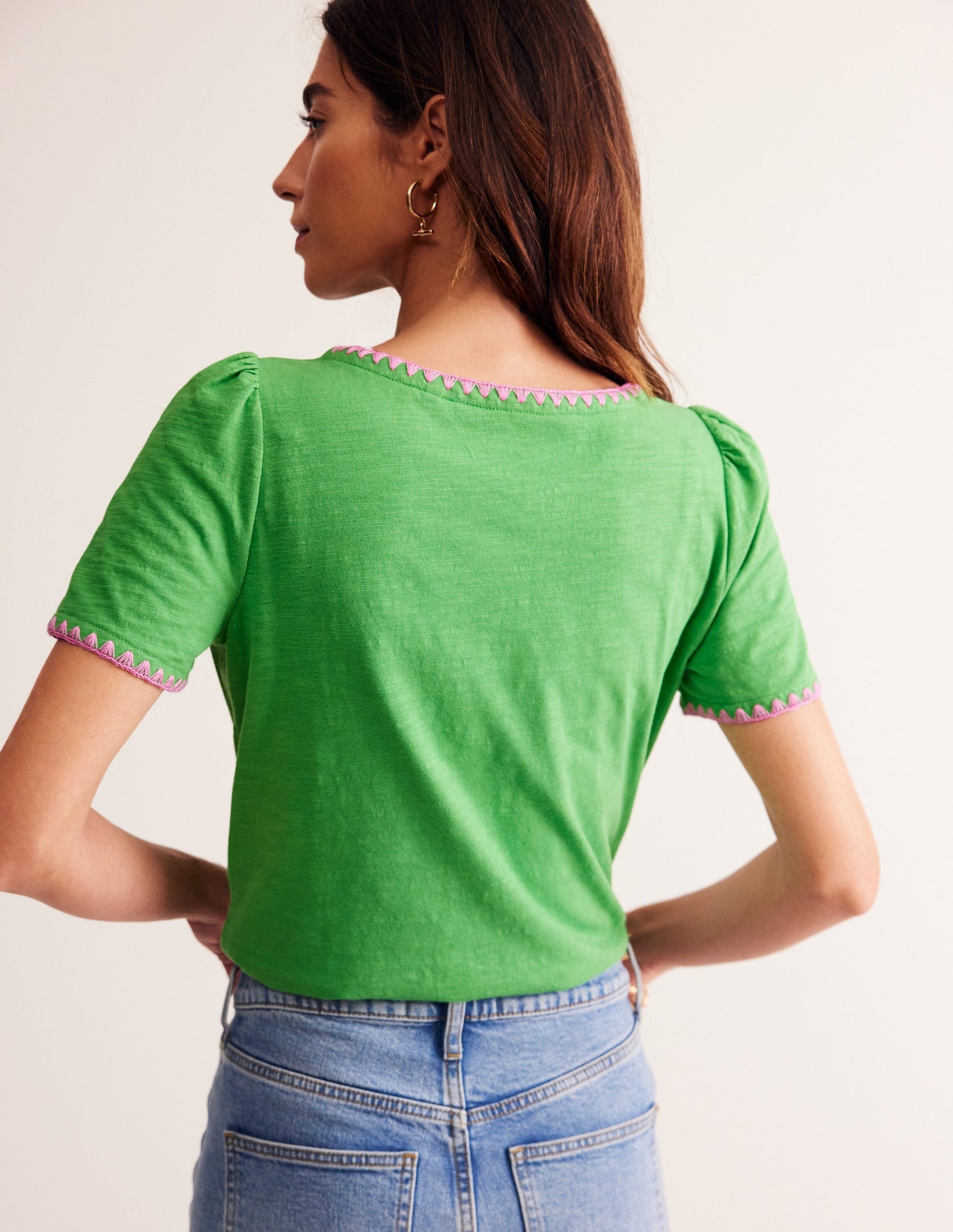 Ali Crochet T-shirt-Kelly Green